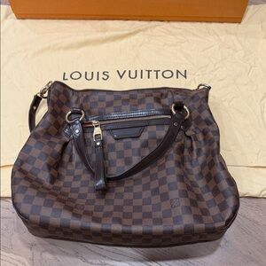 Louis Vuitton Damier Canvas Evora MM Dark Brown Checkered Shoulder Bag